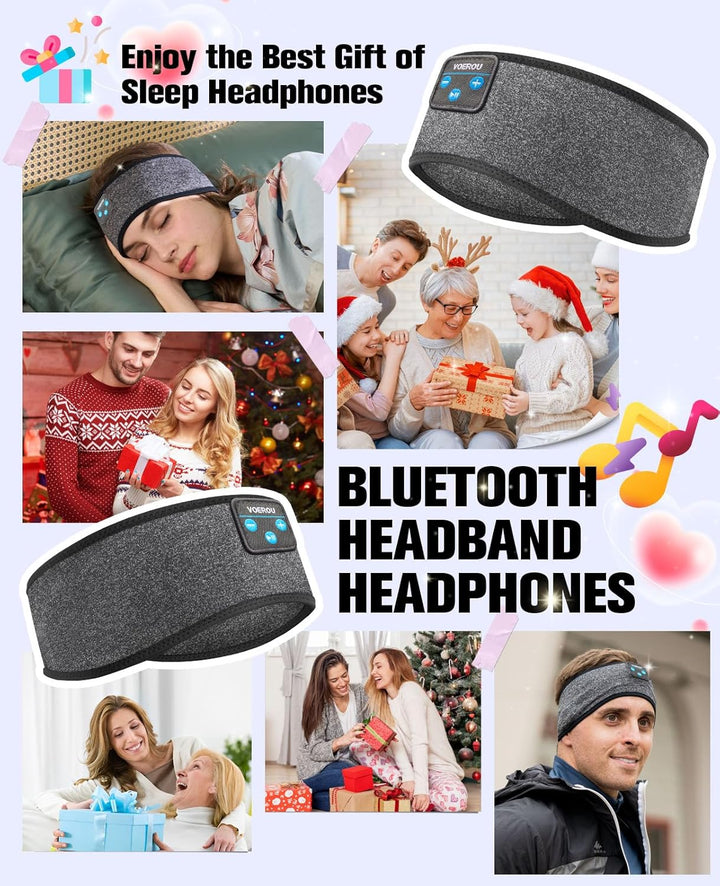 Voerou Cuffie per dormire Con Fascia Bluetooth, cuffie Wireless Comfy Band, cuffie per dormire Con a