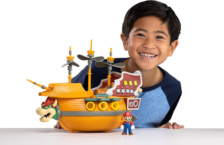 Super Mario Deluxe Bowsers Luftschiff-Spielset mit Mario-Actionfigur