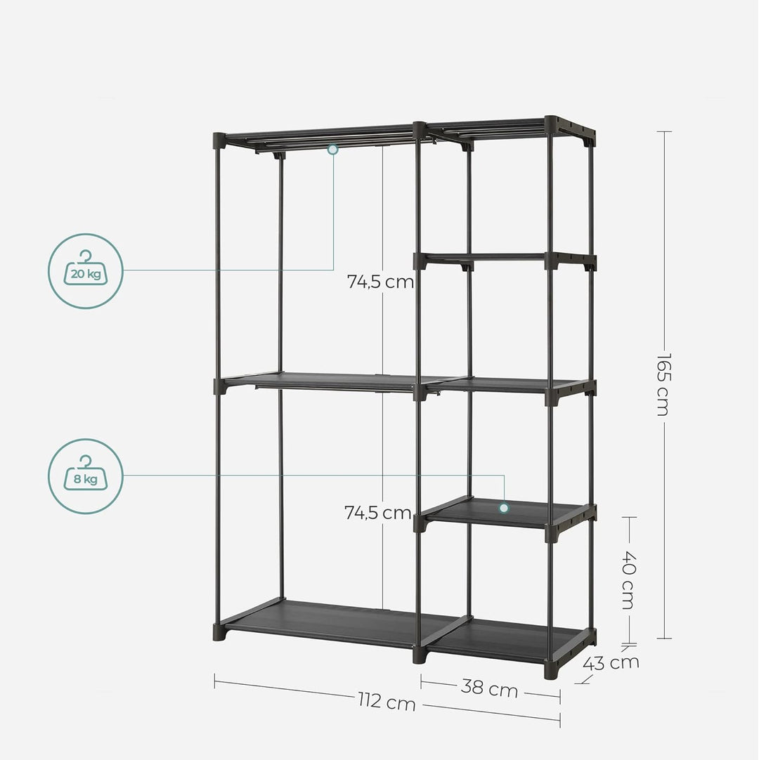 SONGMICS Kleiderschrank, Kleiderständer, Freistehende Garderobe, faltbar, Kleiderständer mit Kleider