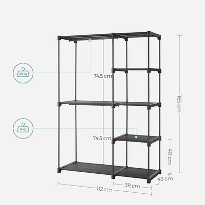 SONGMICS Kleiderschrank, Kleiderständer, Freistehende Garderobe, faltbar, Kleiderständer mit Kleider