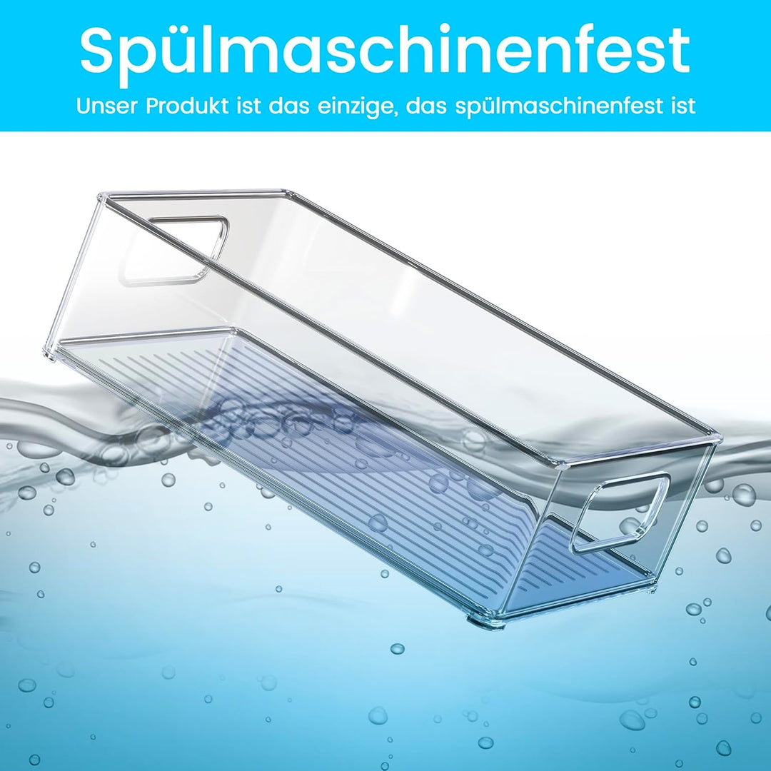 Set mit 8 spülmaschinenfesten, stapelbaren Kühlschrank-Organizern – transparente Kühlschrank-Aufbewa