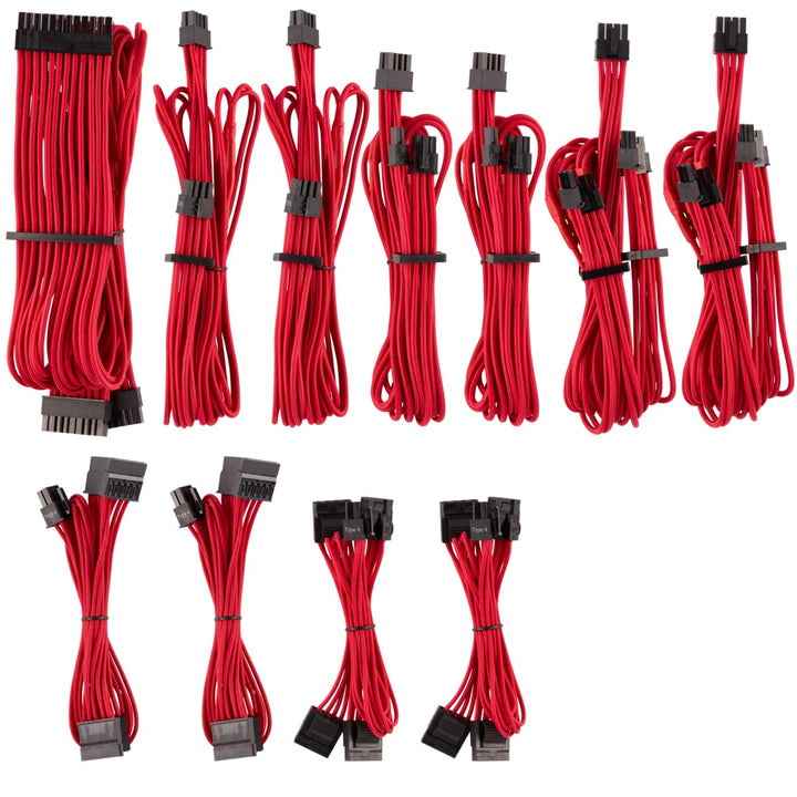 Corsair Premium Sleeved Netzteil Pro-Kabel-Set Typ4 (Generation 4-Serie) Rot Pro-Set Rot, Pro-Set Ro