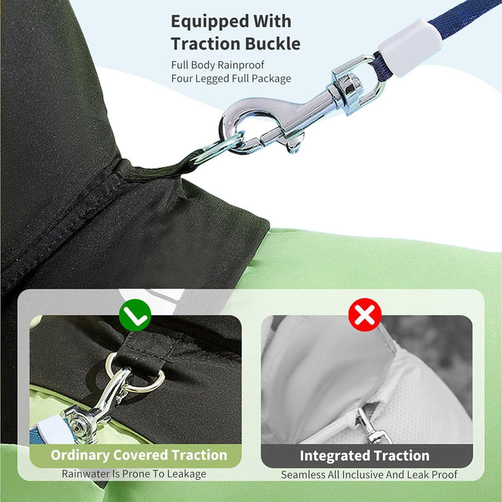 PETCUTE Hund Regenmantel,wasserdichte Hunde-Regenjacke mit Kapuze,Verstellbare Vierbeiner Hunderegen