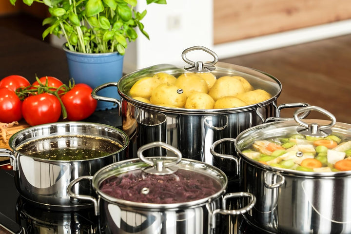 Kopf Topfset Merkur aus Edelstahl - Induktionstöpfe mit Schüttrand, Literskala und Glasdeckel – 4-te