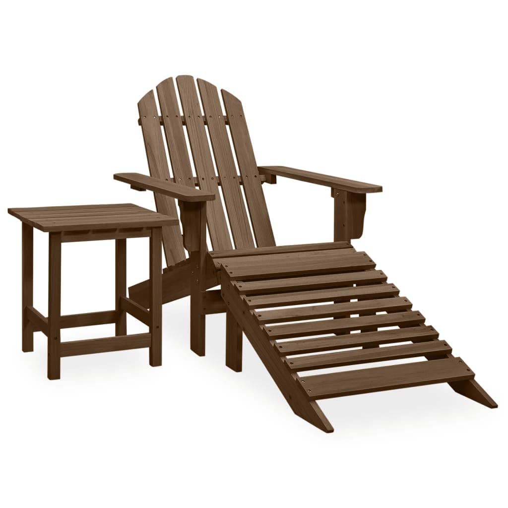 vidaXL Tannenholz Massiv Adirondack Gartenstuhl mit Fussstütze Tisch Deckchair Liegestuhl Gartenmöbe