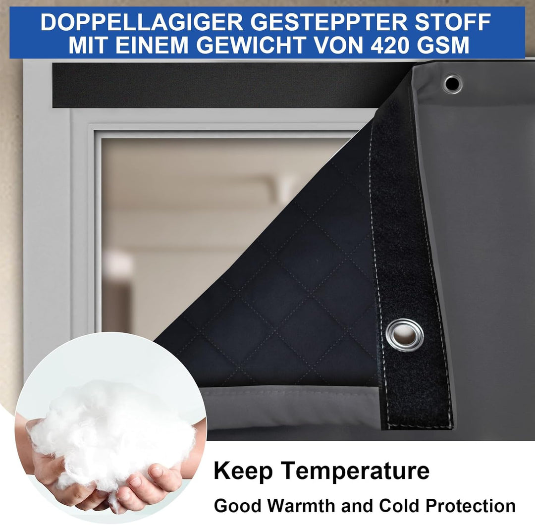 Lapalife Wärmeschutzvorhang für Tür L210cmxB100,Thermo Türvorhang Winddichte Kältebeständige für Ein