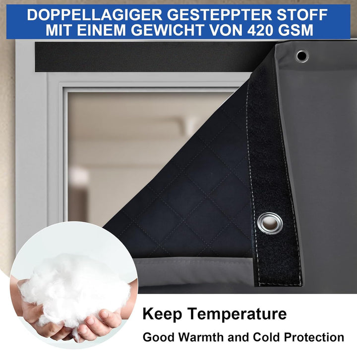 Lapalife Wärmeschutzvorhang für Tür L210cmxB100,Thermo Türvorhang Winddichte Kältebeständige für Ein