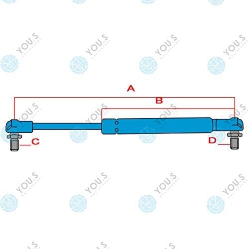 YOU.S AL174358 Gasfeder für Tür Länge: 245 mm Kraft: 350 N (2 Stück)