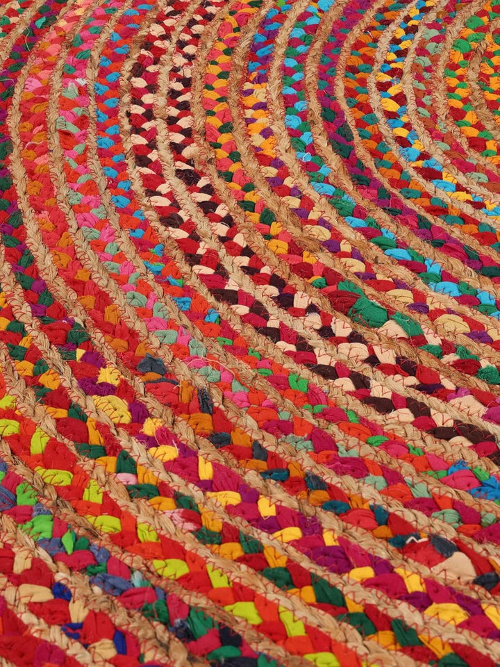 RugVista Solana Dot Jute, Teppich, Moderne Teppiche, Ø 150 cm, Rund, Niedriger Stapel, Nur chemische