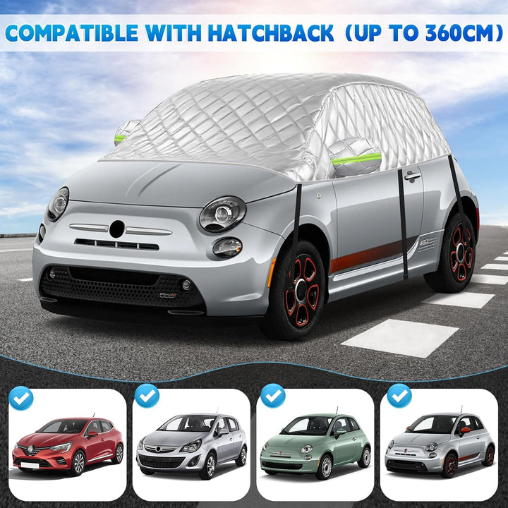 Halbe Autoabdeckung Schrägheck Universalmodell 300X150X49cm, Verdickte Halbgarage Wasserdicht Ersatz