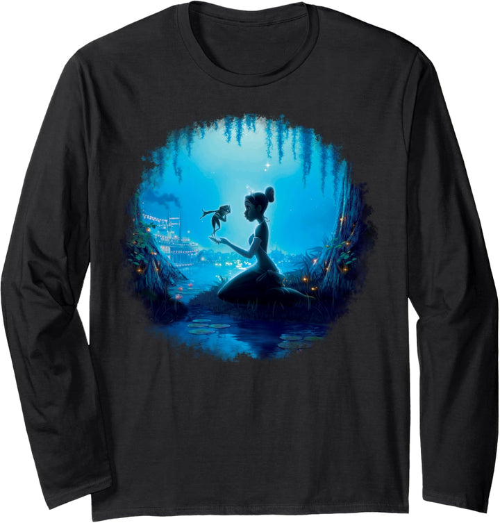 Disney Frog Prince Princess Tiana & and Her Frog Scene Langarmshirt