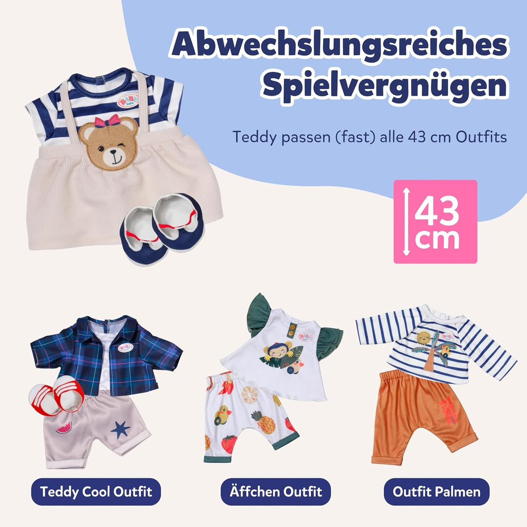 BABY born Bär, Teddy Kuscheltier mit weissem Strampler und beweglichen Armen und Beinen, 835388 Zapf