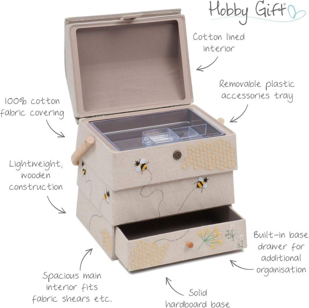Hobby Gift Neuheit Nähhandwerk Hobby Aufbewahrungsbox, Bienenstock, 24 x 29 x 29.5cm Extra Large, Ex