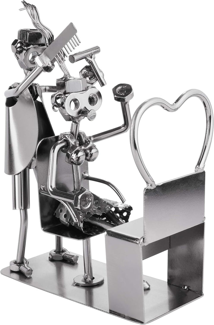 BRUBAKER Schraubenmännchen Friseur - Handarbeit Eisenfigur Metallmännchen Frisör - Metallfigur Gesch