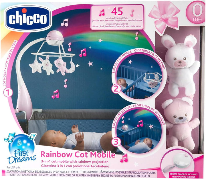 CHICCO First Dreams Rainbow Musical Karussell, 3in1 Neugeborenen Karussell mit beruhigenden Melodien