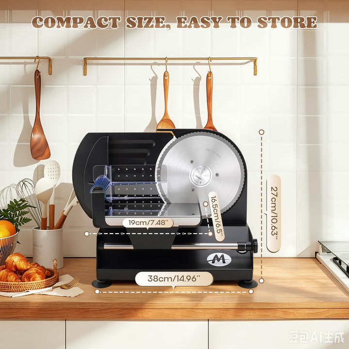 Moongiantgo Allesschneider Elektrisch Brotschneidemaschine mit 2x Abnehmbarer 7.3'' Edelstahlklinge,
