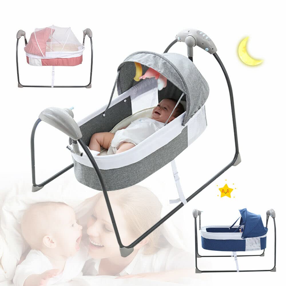 Babyschaukel, Tragbare Babywippe mit Fernbedienung Elektrisch Baby Wippe Schaukel 5 Schaukelgeschwin