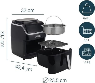 Princess Dampf-Heissluftfritteuse – 2-in-1 Dampfgarer & Airfryer – 62,2% weniger Energieverbrauch –