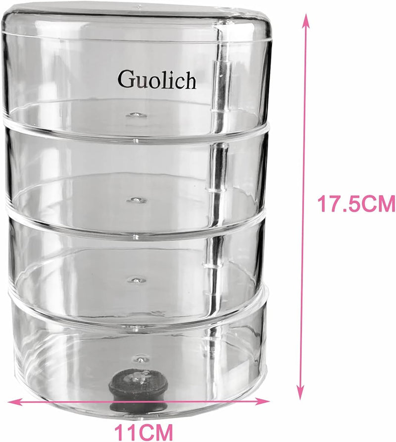 Guolich Schmuck Organizer Box 4 Schichten Clear Acryl 360 ° drehbar Kosmetik Aufbewahrungs-Spinhalte