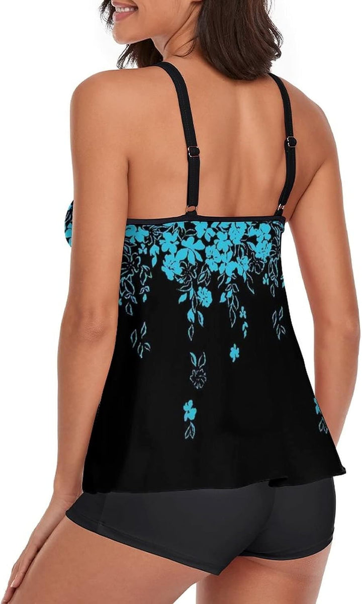 wihnsinop Tankini Damen Bauchweg Bademode Set Freizeit Badeanzug Tankinis Zweiteiler Sets Sommer Ele