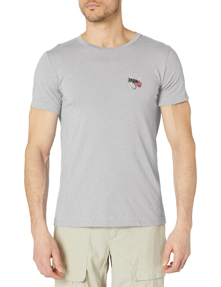 HUK Herren Short Sleeve Tee | Performance Fishing T-Shirt kurzärmelig L Fly Label – Overcast Grey He