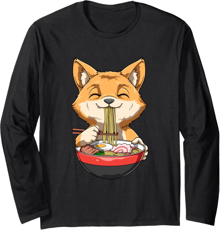 Ramen-Nudelsuppe Manga-Fuchs Langarmshirt