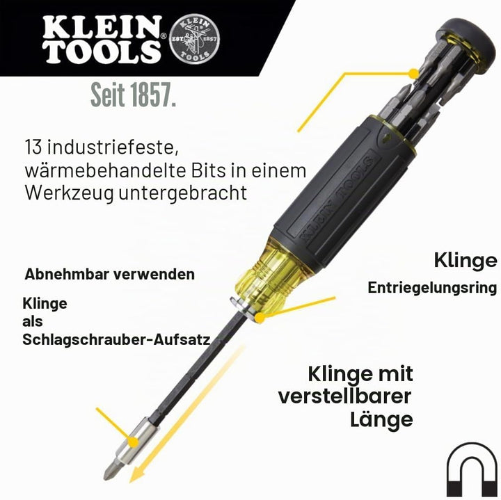 Klein Tools 32303 Multi-Bit Schraubendreher/Steckschlüssel, Schlagklasse 14 in 1 Magnet-Schraubendre