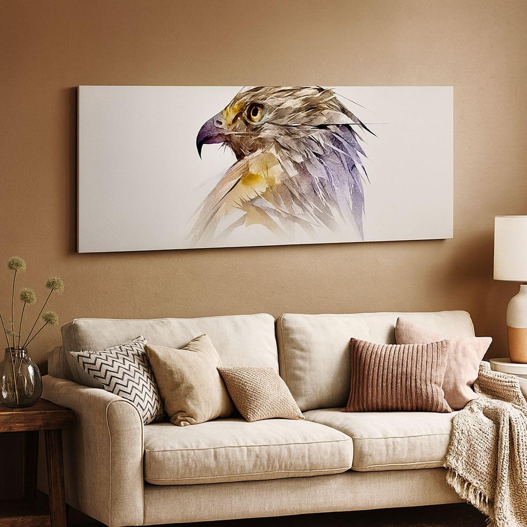 Panorama Bilder auf Leinwand 100x40cm Leinwandbild Adler Vogel Feder Gross Wanddeko Bild Schlafzimme