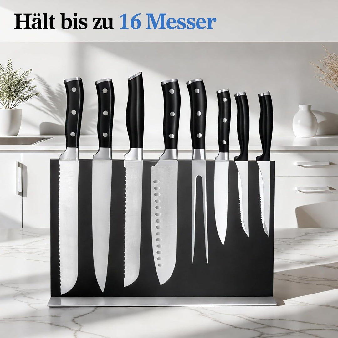 ENOKING Grosser Messerblock Magnetischer ohne Messer, 35 cm schwarz Messerhalter Magnetisch aus Edel