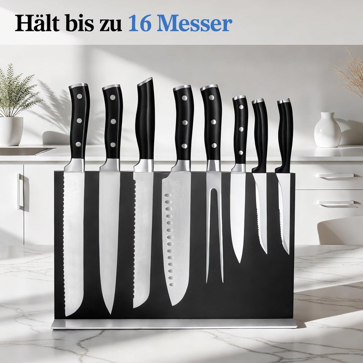 ENOKING Grosser Messerblock Magnetischer ohne Messer, 35 cm schwarz Messerhalter Magnetisch aus Edel