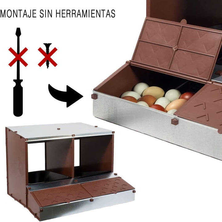 FINCA CASAREJO San Antón Hühnernest – Legenest mit 2 Fächern für 8–9 Hühner – Supergrosses Tablett z