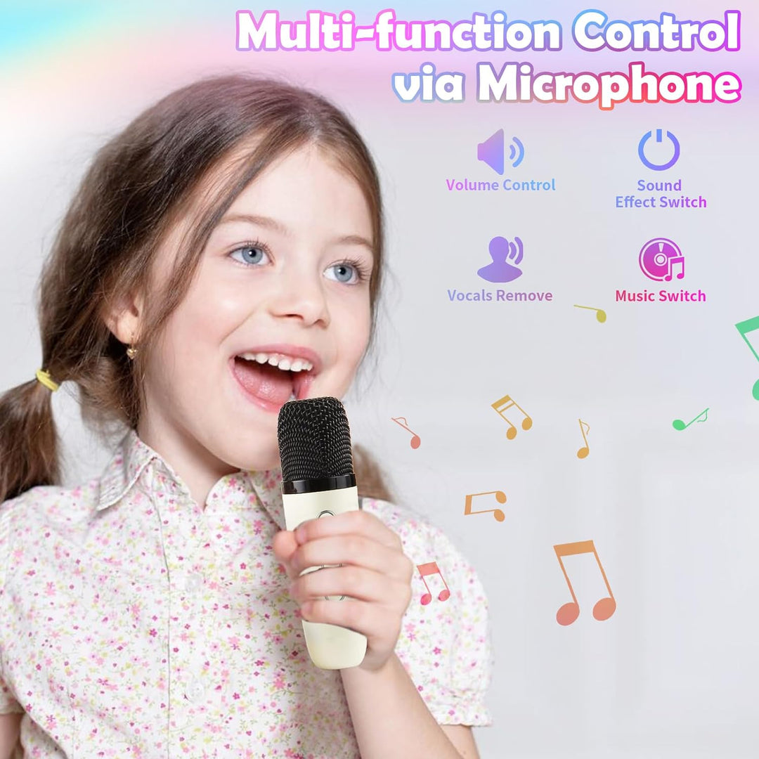 Giecy Karaoke-Maschine mit 2 mikrofonen, Mini Bluetooth Karaoke Anlage mit mikrofon Kinder, PA-Syste