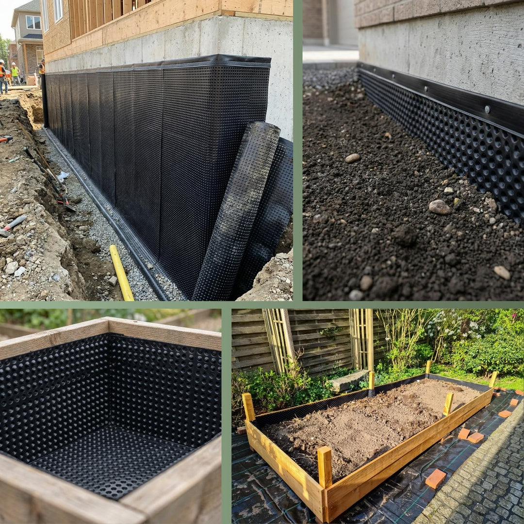 Noppenfolie Hochbeet &amp; Hauswand – 1,5m Breite | 5m Länge – Hochbeetfolie zum Feuchtigkeitsschutz, Dr