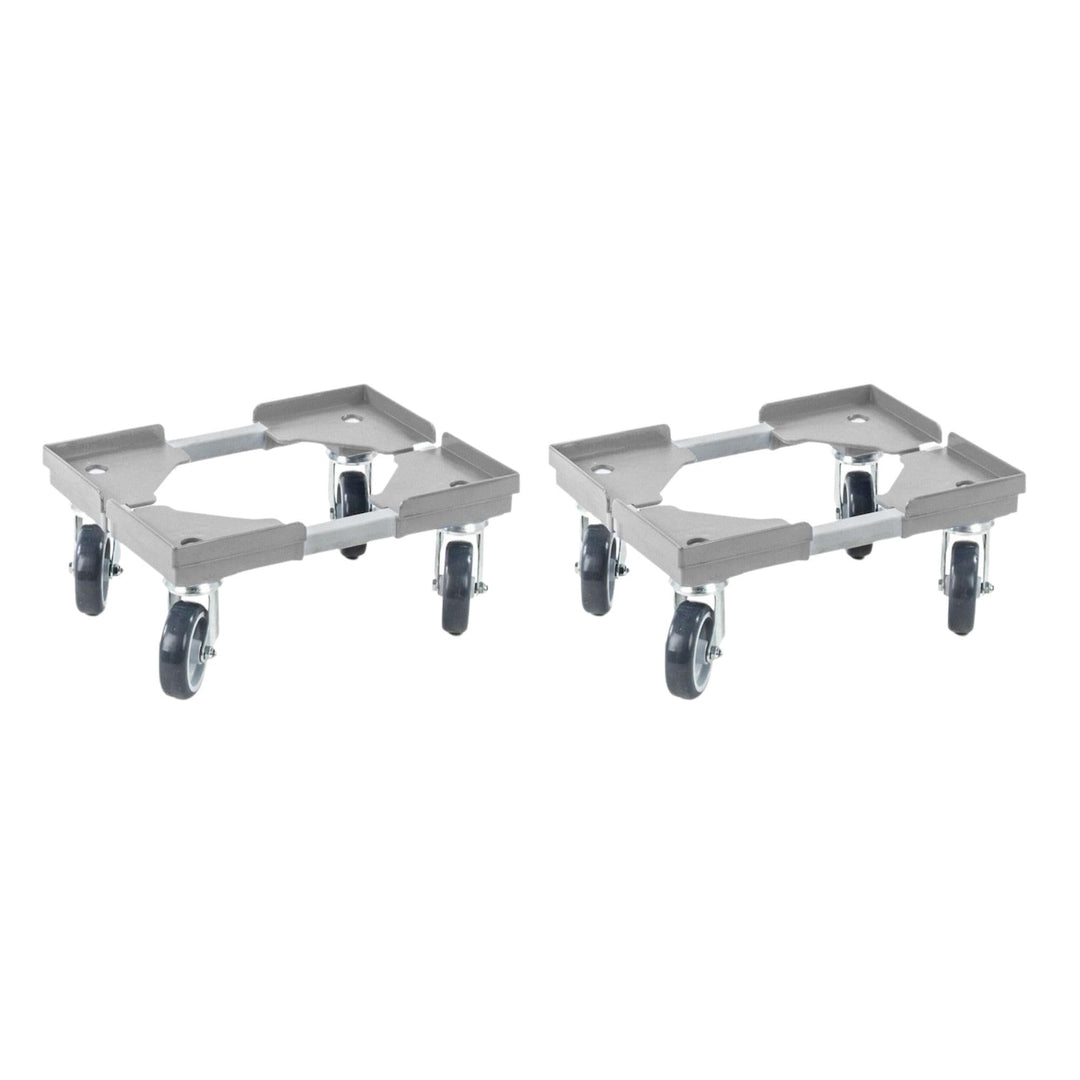 PROREGAL SparSet 2X Profi-Flex Transportroller für Euroboxen 40x30cm mit Gummiräder grau | 4 Lenkrol