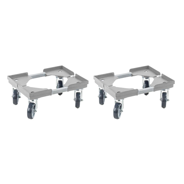PROREGAL SparSet 2X Profi-Flex Transportroller für Euroboxen 40x30cm mit Gummiräder grau | 4 Lenkrol