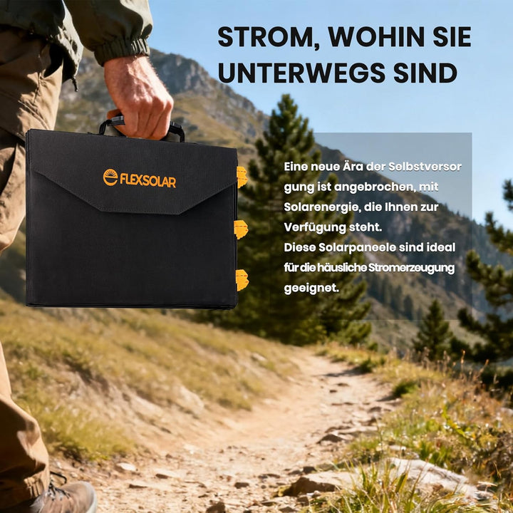 FlexSolar 60W Faltbares Solarladegerä, ETFE tragbare Solarmodule mit DC/QC 3.0 USB-A & USB-C(PD 45W)