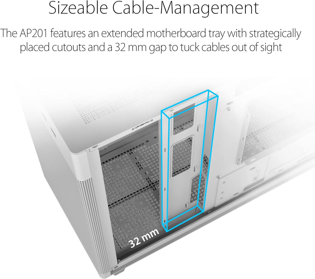 ASUS Prime AP201 MicroATX Gehäuse weiss (33 Liter, unterstützt 280- & 360-mm-Kühler, Grafikkarten bi
