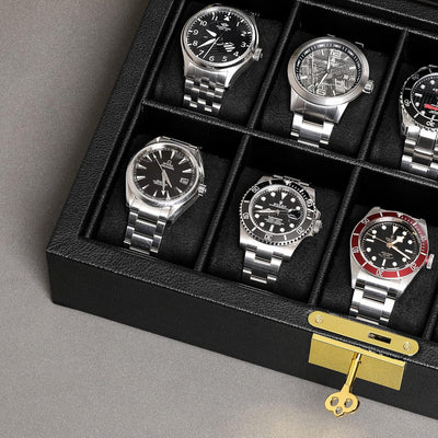ROTHWELL Uhrenbox aus Leder mit 10 Fächern – Luxus-Uhrenetui, Veranstalter Uhrenaufbewahrung, Ultraw