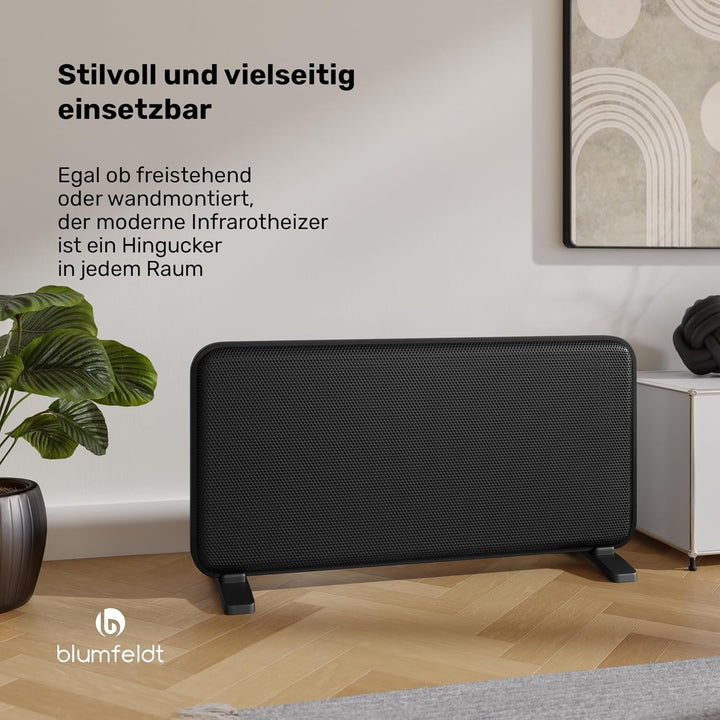 blumfeldt Infrarotheizung 2000 W – Wandmontage & Standgerät, Graphen-Heizelement, App & Touch-Steuer