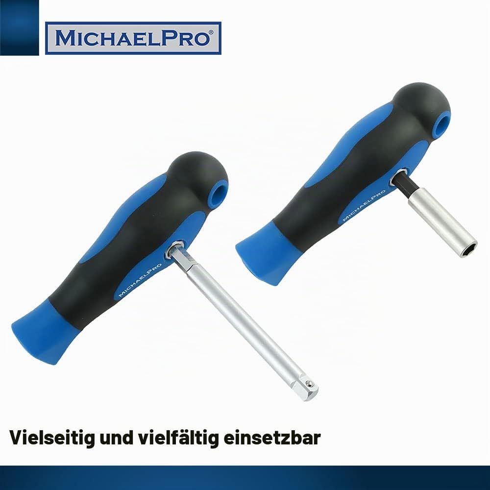 MichaelPro MP012004BL 52 Piece Replaceable Screwdriver Bit and Socket Set with Handle, S2 Steel Bits