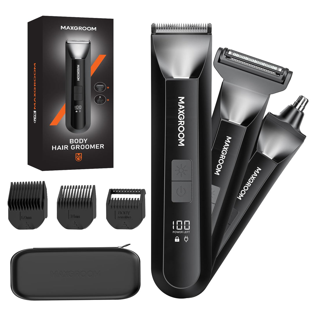 Intimrasierer Mann,MAXGROOM 3 IN 1 Rasierer Herren Elektrisch für Intimbereich,IPX7 Body Trimmer Her