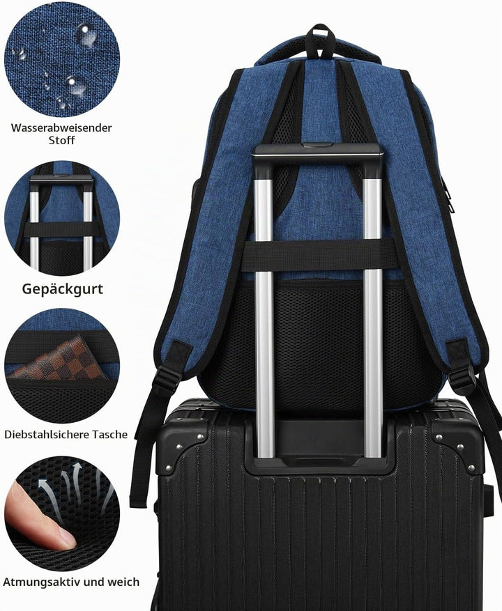 Rucksack Herren Arbeit Laptop Rucksack 17.3 Zoll mit USB Ladeanschluss Business Reisen Notebook Schu