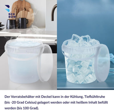 Eimer mit Deckel 100x 1l transparent - lebensmittelecht, stabil, luftdicht - Plastikeimer mit Henkel