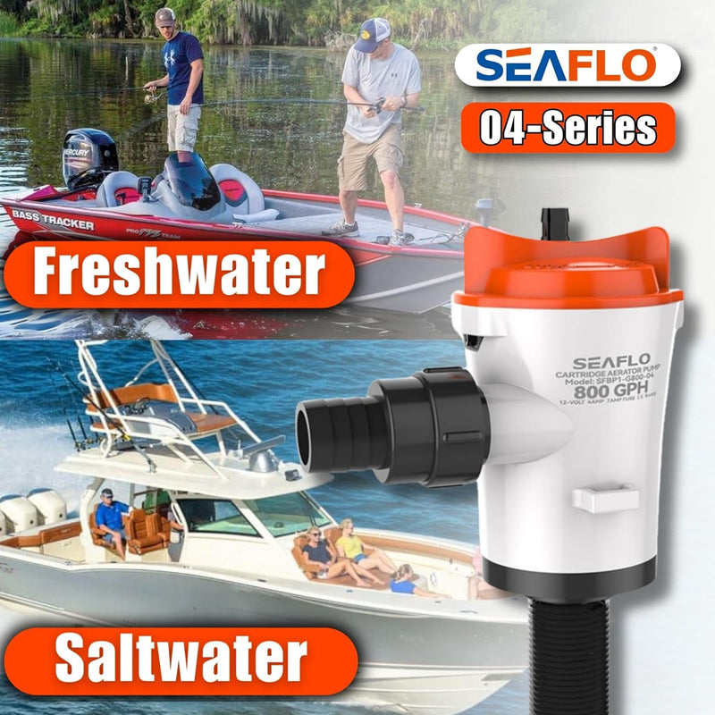 SEAFLO Luftsprudler Livewell Pumpe, 12 V, 800 GPH, tauchfähig, abnehmbare Kartusche (gerade) Straigh