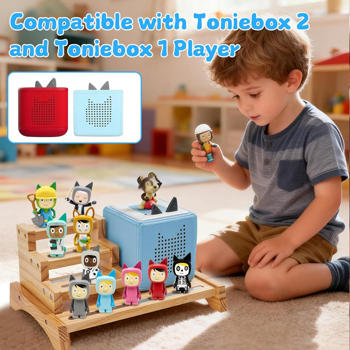 für 3-Tier Toniesbox Regal, Massiv Kiefernholz Tonie Regal Mädchen Kompatibel mit Toniesbox 1 und To