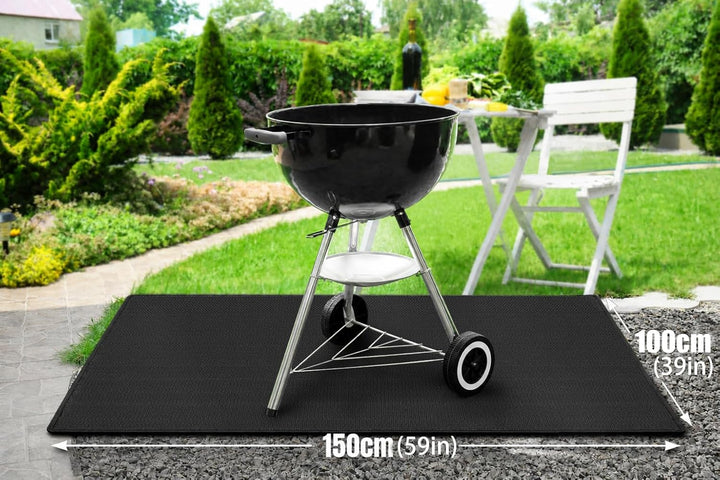 Grillunterlage 100 × 150cm, Glasfasersilikon Hitzeschutzmatte, Grillmatte Bodenschutz, Bodenschutzma