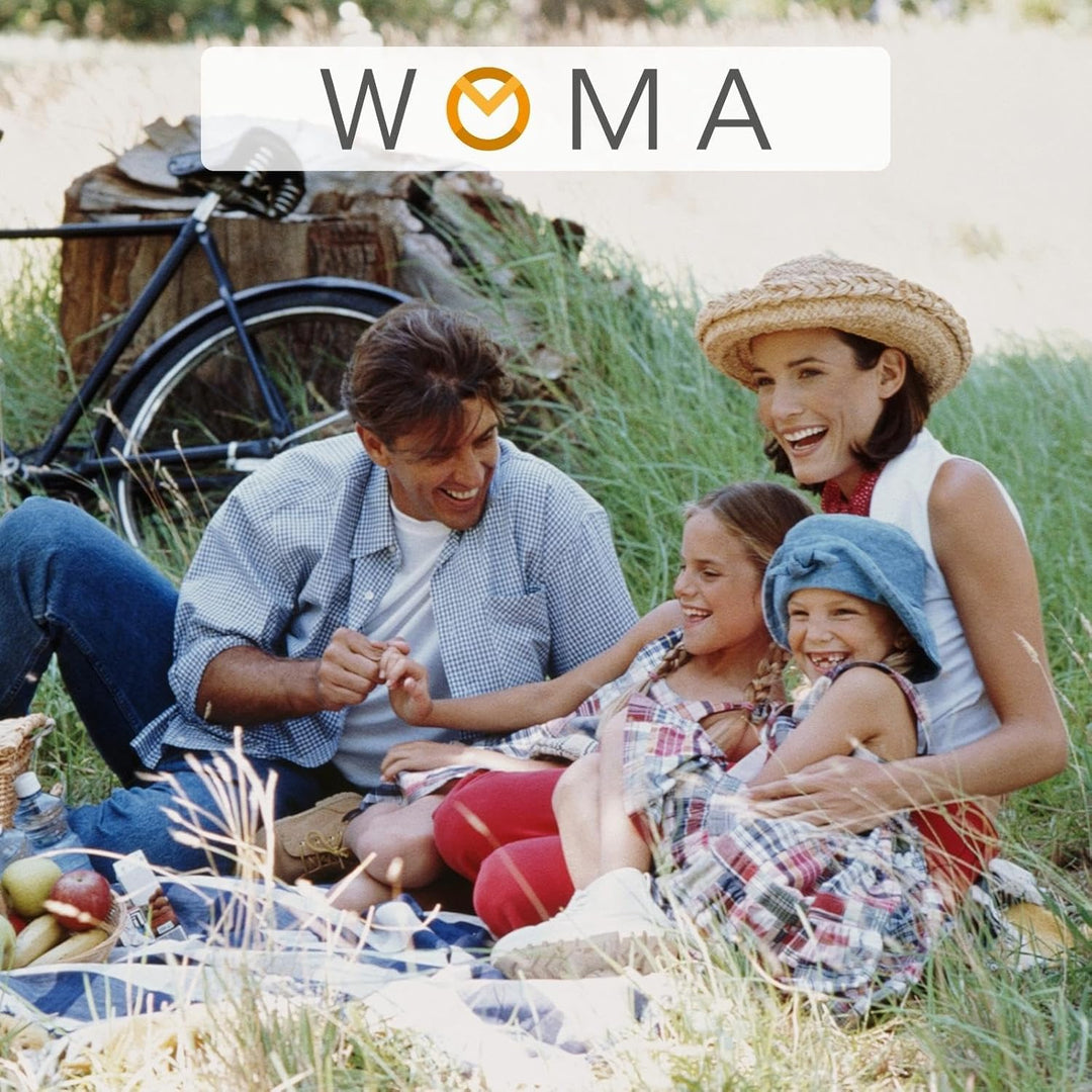 WOMA Weidenkorb mit rot weiss kariertem Innenfutter I Geflochtener Natur Korb mit Deckel & Henkel I