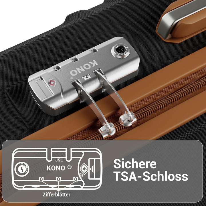 KONO Reisekoffer Set Gepäcksets 4 Teilig Kofferset, 55cm Handgepäck mit Beautycase Kosmetikkoffe mit