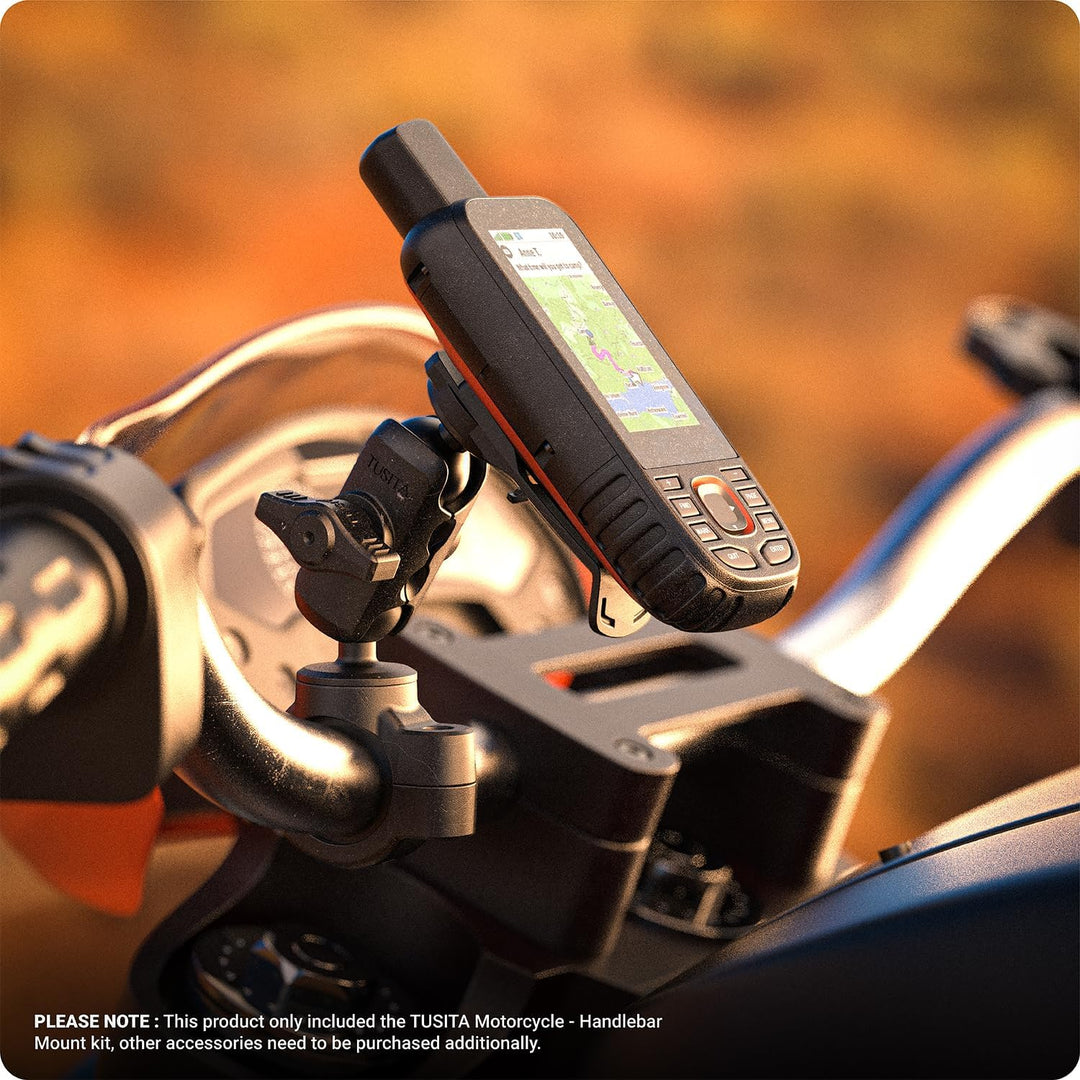 TUSITA Motorrad Halterung Doppelte Steckdose Arm Lenkerbasis Kompatibel mit Garmin Handheld GPS Shor