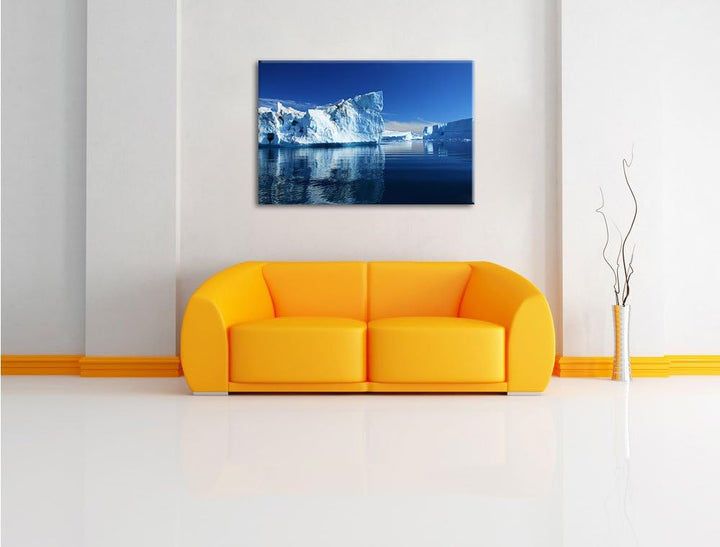 Pixxprint Eisberge Diskobucht Grönland als Leinwandbild/Grösse: 100x70 cm/Wandbild/Kunstdruck/fertig